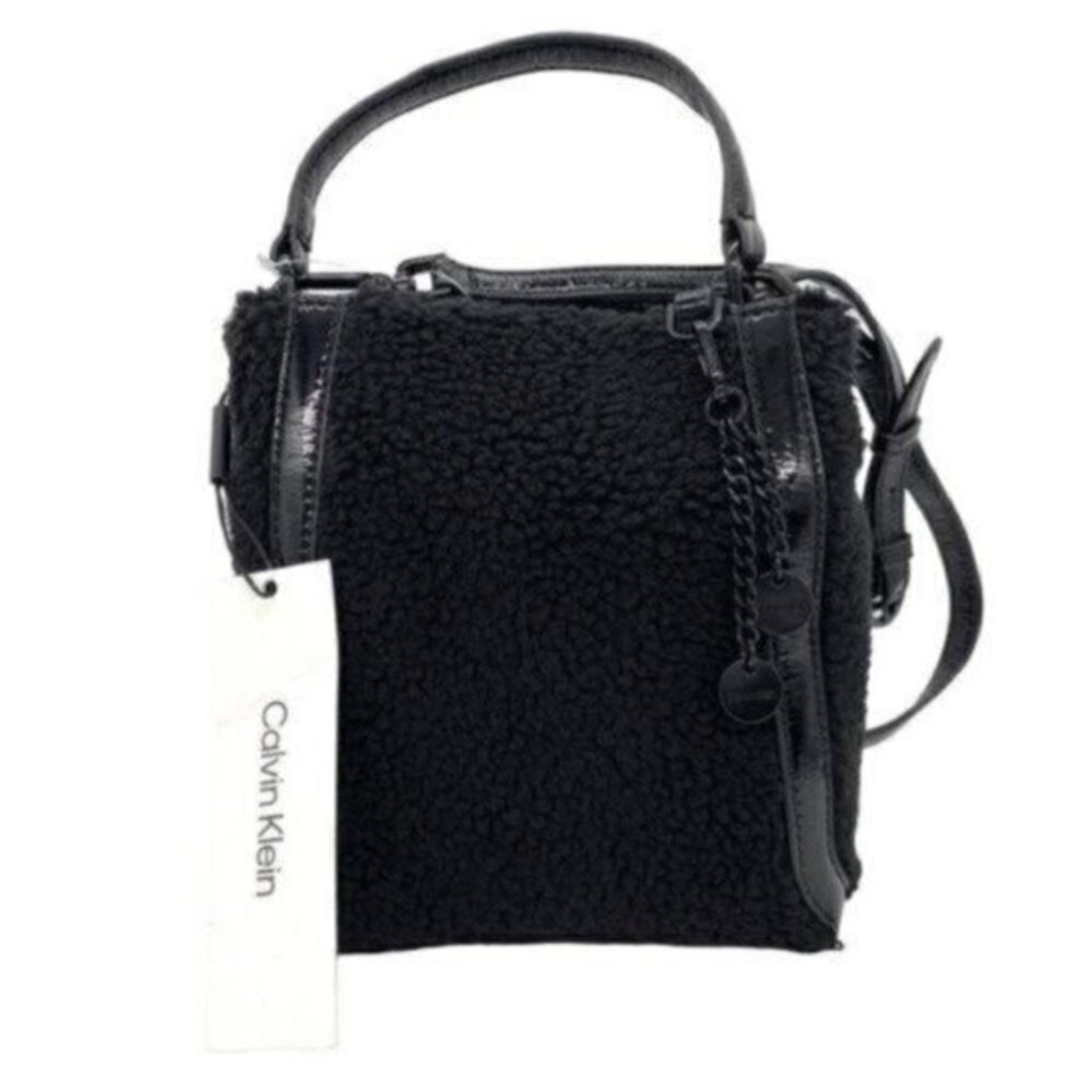 Calvin Klein Astatine Sherpa Bucket Bag In Black